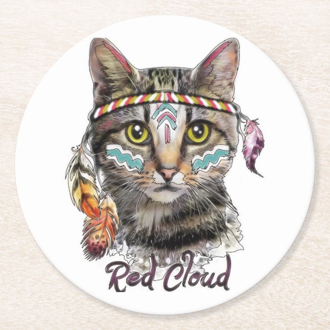 Posavasos Redondo De Papel Cielo rojo lindo (Anverso)