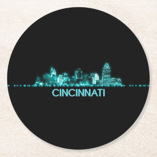 Posavasos Redondo De Papel Cincinnati Skyline