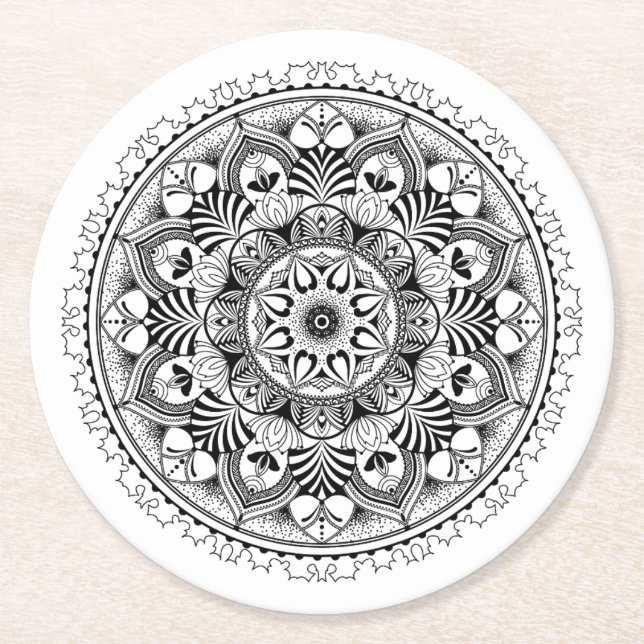 Posavasos Redondo De Papel Círculo de la mandala (Anverso)
