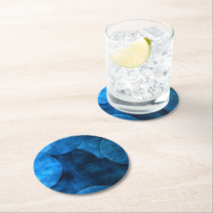 Posavasos Redondo De Papel Círculos de la luna azul