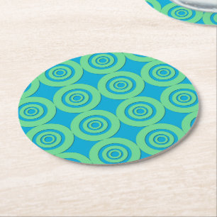 Posavasos Redondo De Papel Círculos Modernos Divertidos Patrón Verde Menta Ac