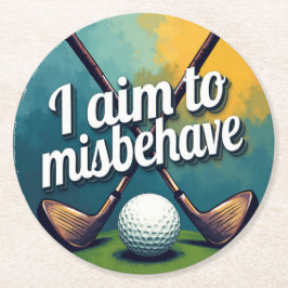 Posavasos Redondo De Papel Cita divertida de golf con estilo vintage