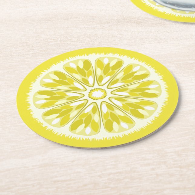 Posavasos Redondo De Papel Cítrico Slices Lemon (En perspectiva)