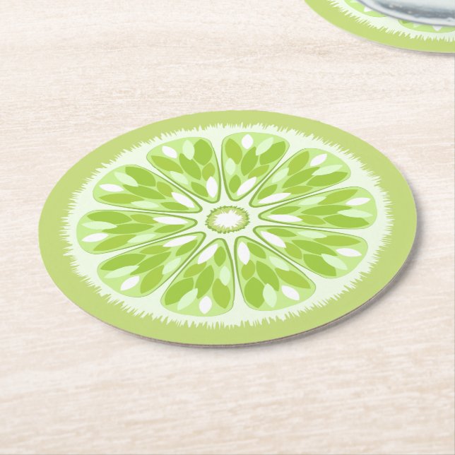 Posavasos Redondo De Papel Citrus Slices Lime (En perspectiva)