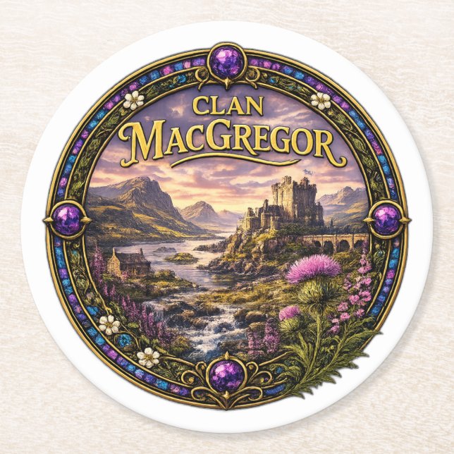 Posavasos Redondo De Papel Clan Escocés MacGregor (Anverso)