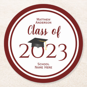 Posavasos Redondo De Papel Clase de fiesta de graduación elegante de 2019