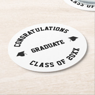 Posavasos Redondo De Papel Clase de graduación de año de clase de nombre pers