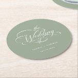 Posavasos Redondo De Papel Clásico Boda de caligrafía Sage Green<br><div class="desc">La escayola de papel de boda verde sabio presenta una elegante y romántica caligrafía con letras de texto. Para una personalización más avanzada de este diseño,  haga clic en el BOTÓN HERRAMIENTA DE DISEÑO AZUL de arriba.</div>