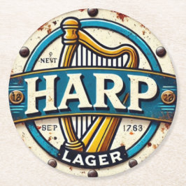 Posavasos Redondo De Papel Classic Harp Lager Beer Logo Round