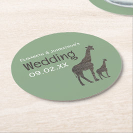 Posavasos Redondo De Papel Clay Safari Giraffe, Boda ruso