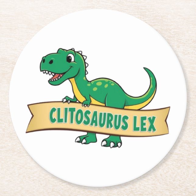 Posavasos Redondo De Papel Clitosaurus Lex Coaster (Anverso)