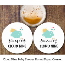 Posavasos Redondo De Papel Cloud Nine Baby Shower