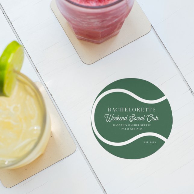 Posavasos Redondo De Papel Club Campestre de Tenis | Bachelorette (Subido por el creador)