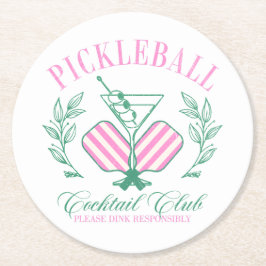 Posavasos Redondo De Papel Club de Cócteles de Pickleball