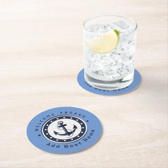 Posavasos Redondo De Papel Club náutico de la Marina Azul (In situ)