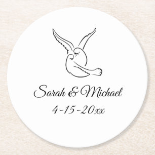 Posavasos Redondo De Papel Coaster de pájaros de amor