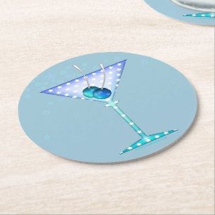 POSAVASOS REDONDO DE PAPEL COASTER, DISEÑO DE MARTINI AZUL