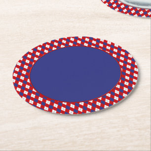 Posavasos Redondo De Papel COASTERS FIESTAS de 1 PULP, rojo, blanco y azul ar