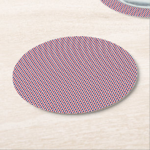 Posavasos Redondo De Papel COASTERS FIESTAS Red, White, Blue-Gingham-PAPER