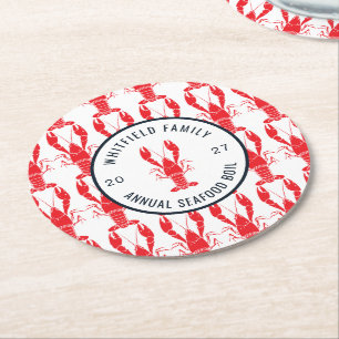 Posavasos Redondo De Papel Cocción de langosta verano mariscos hervidos