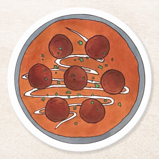 Posavasos Redondo De Papel Cocina india Malai Kofta Vegetariana (Anverso)