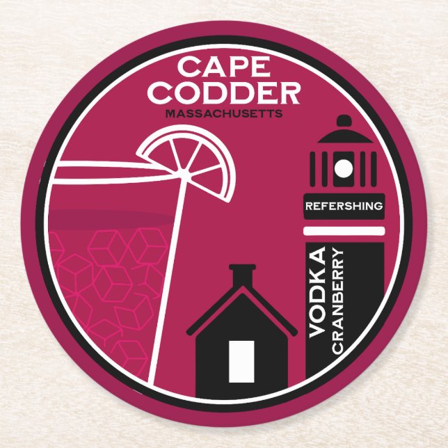Posavasos Redondo De Papel Cóctel Cape Codder (Anverso)