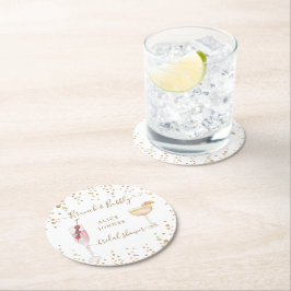 Posavasos Redondo De Papel cócteles burbujeantes bridal brunch brillo dorado