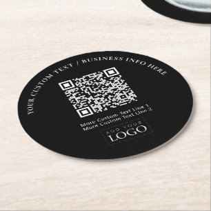 Posavasos Redondo De Papel Código QR de Logotipo de Negocio de Marca Simple P