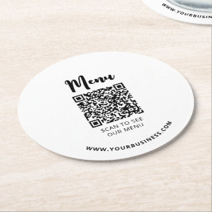 Posavasos Redondo De Papel Código QR del menú de restaurantes modernos