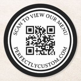 Posavasos Redondo De Papel Código QR menú de vista de texto elegante borde do