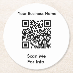 Posavasos Redondo De Papel Código QR para empresas