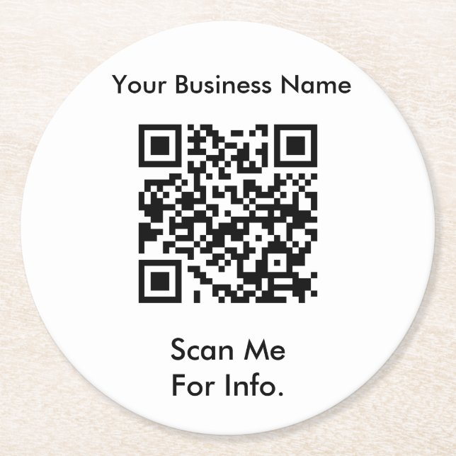 Posavasos Redondo De Papel Código QR para empresas (Anverso)
