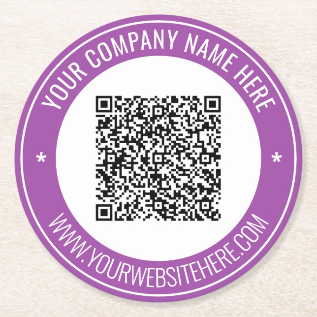 Posavasos Redondo De Papel Código QR y Personalizado Papel de texto de la mon (Anverso)
