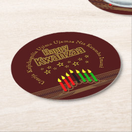 Posavasos Redondo De Papel Coincidiendo con los siete principios de Kwanzaa