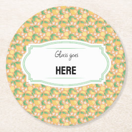 Posavasos Redondo De Papel Colección de patrones de cesta de fruta - limón