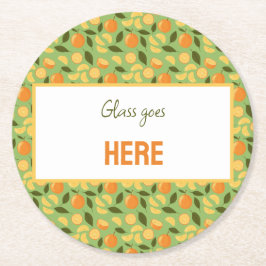 Posavasos Redondo De Papel Colección de patrones de cesta de frutas - Naranja