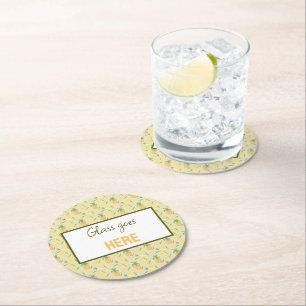Posavasos Redondo De Papel Colección de patrones de cesta de frutas - Piñas