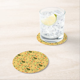 Posavasos Redondo De Papel Colección de patrones de cestas de frutas - Aguaca