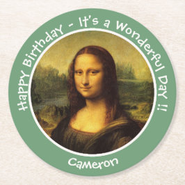 Posavasos Redondo De Papel Colección Fiesta Leonardo da Vinci Mona Lisa