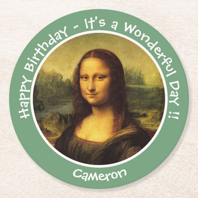 Posavasos Redondo De Papel Colección Fiesta Leonardo da Vinci Mona Lisa (Anverso)