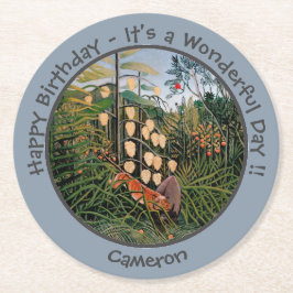 Posavasos Redondo De Papel Colección Henri Rousseau Tiger & Bull Fiesta Items