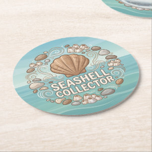 Posavasos Redondo De Papel Coleccionista de Conchas Marinas
