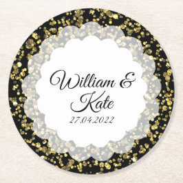 Posavasos Redondo De Papel Colopo de polvo dorado