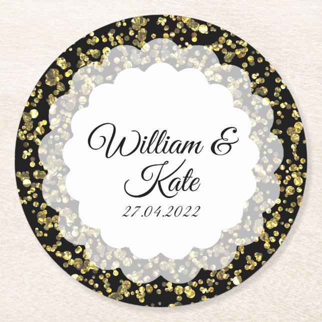 Posavasos Redondo De Papel Colopo de polvo dorado (Anverso)