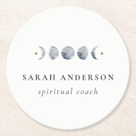 Posavasos Redondo De Papel Color de agua de la fase celestial de la luna gris