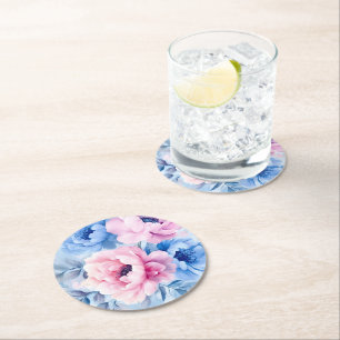 Posavasos Redondo De Papel Color de agua de los Petelitos de la Bloom Vintage