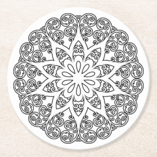 Posavasos Redondo De Papel Colorea tu propio MANDALA - Libro de colorear DIY