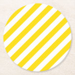 Posavasos Redondo De Papel Colores de tendencia elegantes de la plantilla de<br><div class="desc">Colores De Tendencia De Las Tiras Blancas Amarillas Decoran La Montaña De Papel Redondo Moderno Elegante.</div>