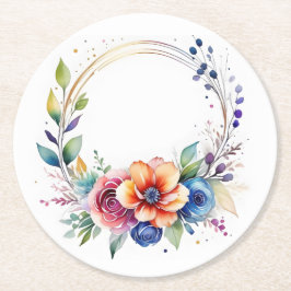 Posavasos Redondo De Papel Colorful Flower Paper Coaster