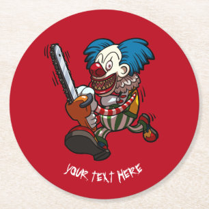 Posavasos Redondo De Papel Colorido Personalizado de horror en Chainsaw arras